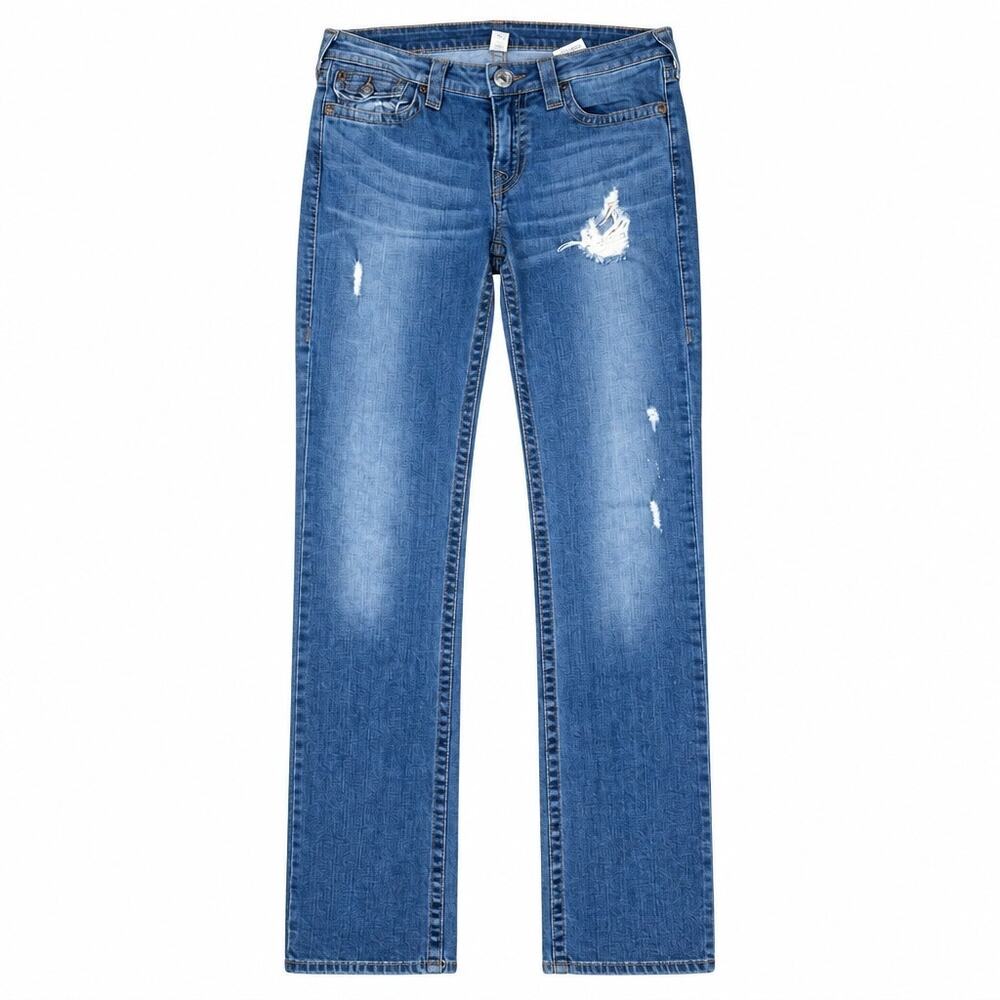 True Religion Slim-Straight Distressed Blue Jeans | Size 31